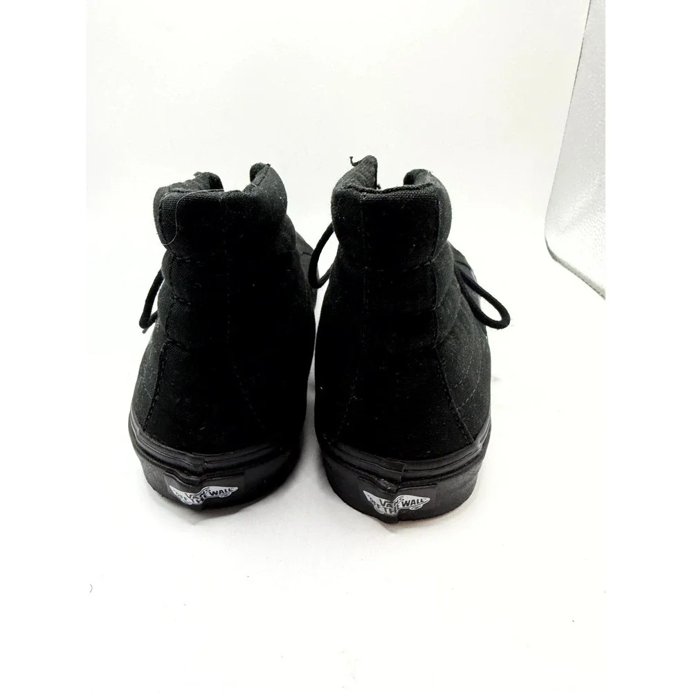 Vans Skate Sk8-Hi Mens 7 Shoes Triple Black Canvas‎ High Top Skateboard Shoes
